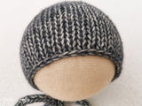 DARK GREY COTTON MERINO hat- newborn size