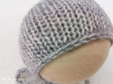 LIGHT GREY COTTON MERINO hat- newborn size