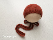 RUST ALPACA BRUSHED hat- newborn size