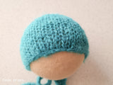 TURQUOISE hat- newborn size