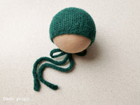 FOREST GREEN BRUSHED ALPACA SILK hat- newborn size