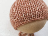 BROWN COTTON MERINO hat- newborn size