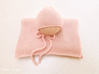 VERY LIGHT ROSE COTTON MERINO hat- newborn size