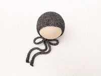 BLACK COTTON MERINO hat- newborn size