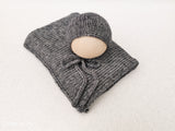 DARK GREY COTTON MERINO hat- newborn size