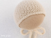 OFF WHITE COTTON MERINO hat- newborn size