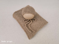 BEIGE COTTON MERINO hat- newborn size