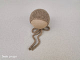 BEIGE COTTON MERINO hat- newborn size