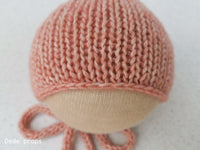 MEDIUM ROSE COTTON MERINO hat- newborn size
