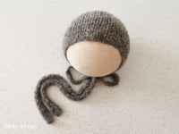 GREY ALPACA hat- newborn size