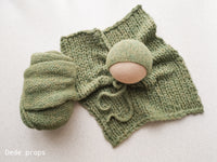 MOSS GREEN AIR hat- newborn size
